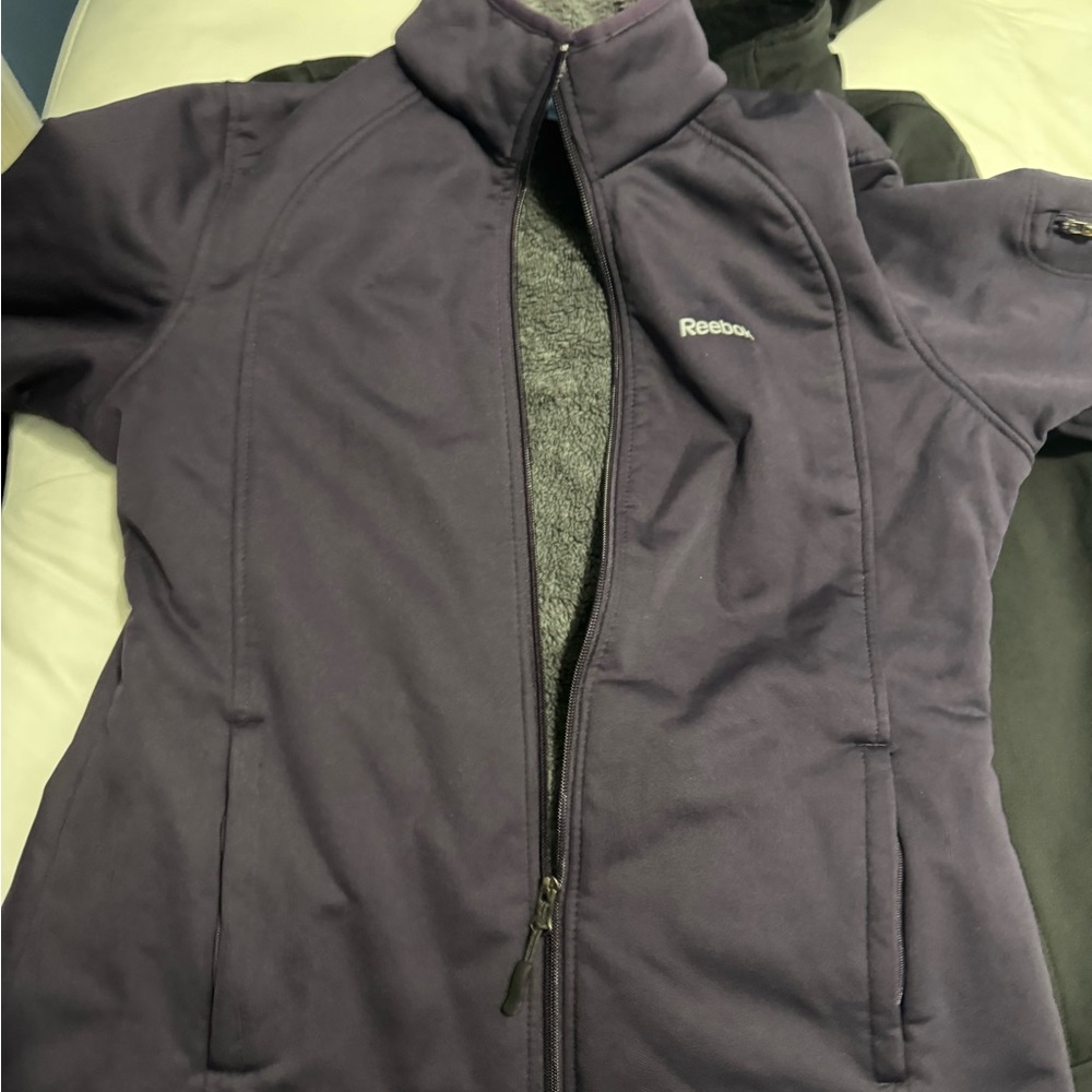 Reebok Purple Utility Jacket Weather-Resistant High Collar